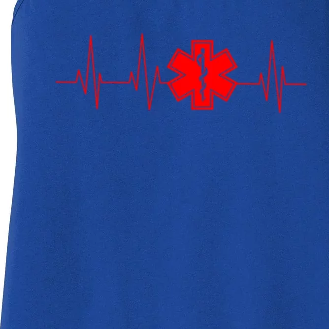 Funny Emt Heartbeat Gift Cute Love Paramedic Ems Cool Gift Women's Racerback Tank