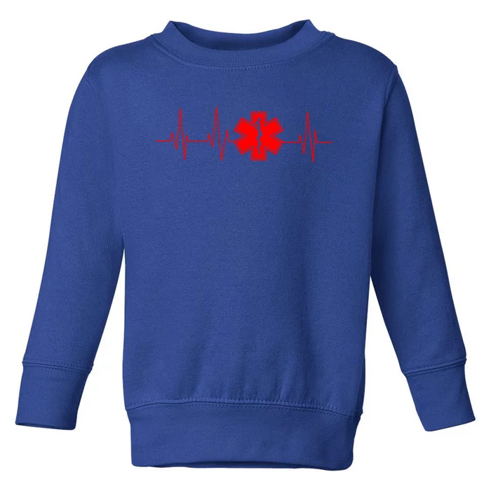 Funny Emt Heartbeat Gift Cute Love Paramedic Ems Cool Gift Toddler Sweatshirt