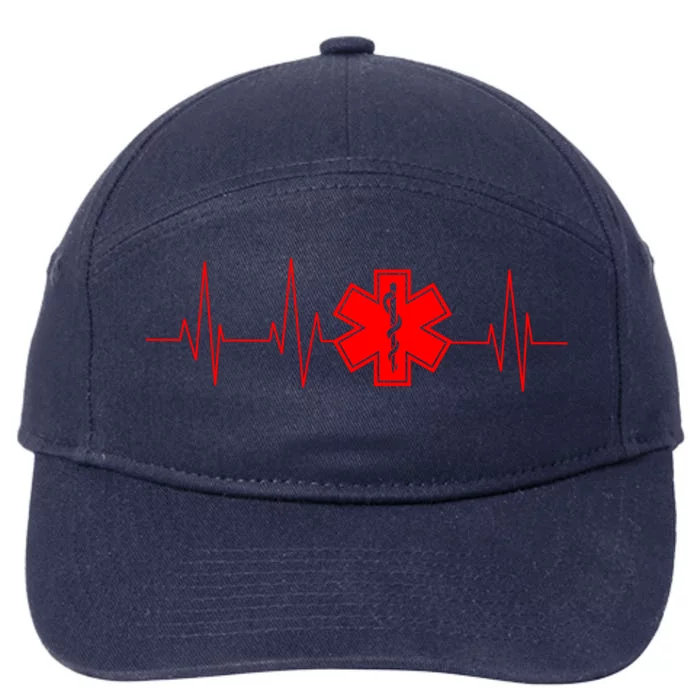 Funny Emt Heartbeat Gift Cute Love Paramedic Ems Cool Gift 7-Panel Snapback Hat