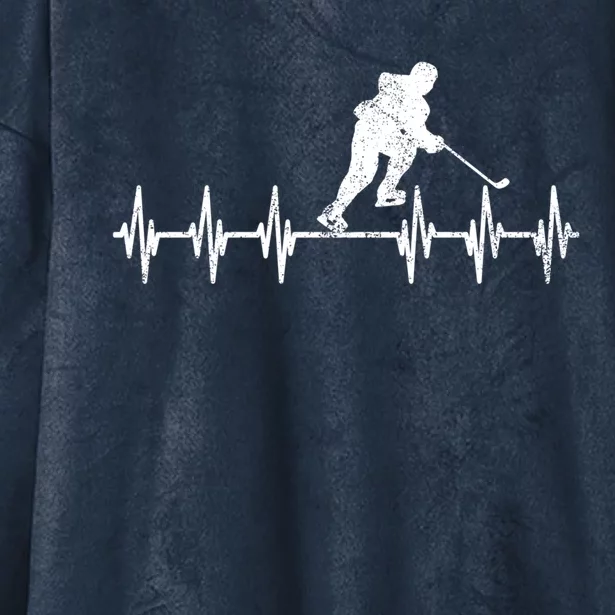 Funny Ekg Hockey Game Graphic Ice Hockey Heartbeat Meaningful Gift Hooded Wearable Blanket