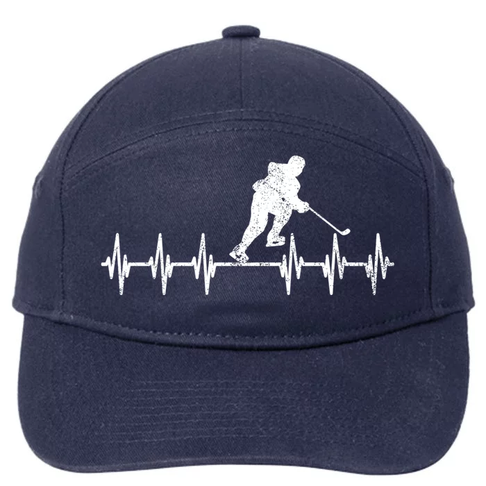 Funny Ekg Hockey Game Graphic Ice Hockey Heartbeat Meaningful Gift 7-Panel Snapback Hat