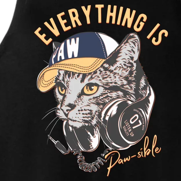 Funny Everything Is Pawsible Hiphop Cat Ladies Tri-Blend Wicking Tank