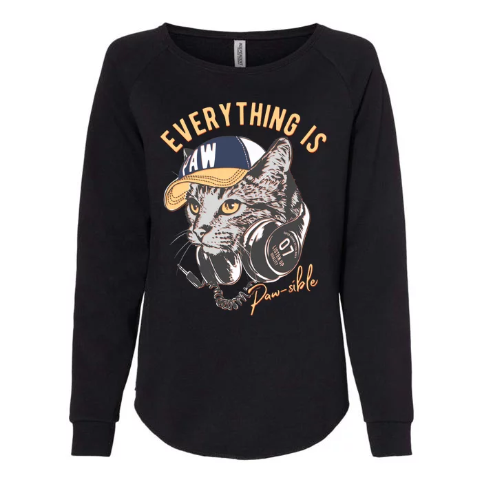 Funny Everything Is Pawsible Hiphop Cat Womens California Wash Sweatshirt