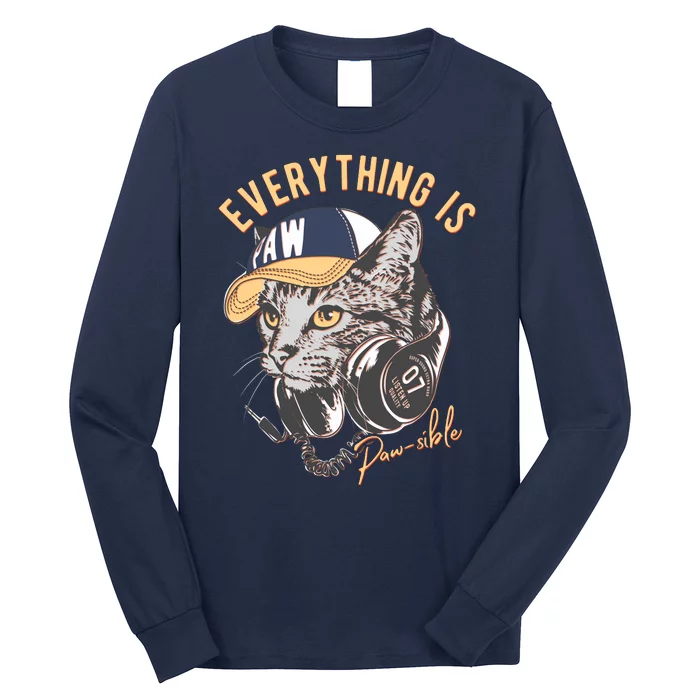 Funny Everything Is Pawsible Hiphop Cat Long Sleeve Shirt