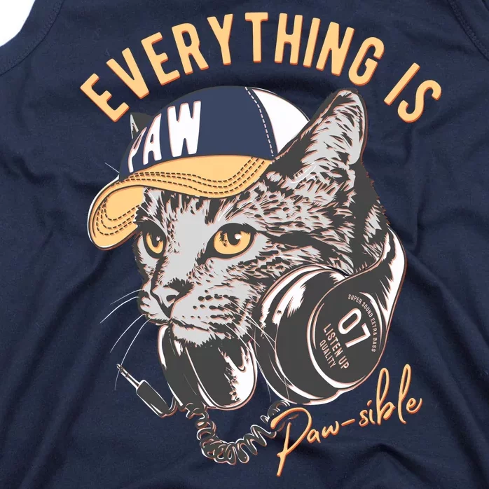 Funny Everything Is Pawsible Hiphop Cat Tank Top