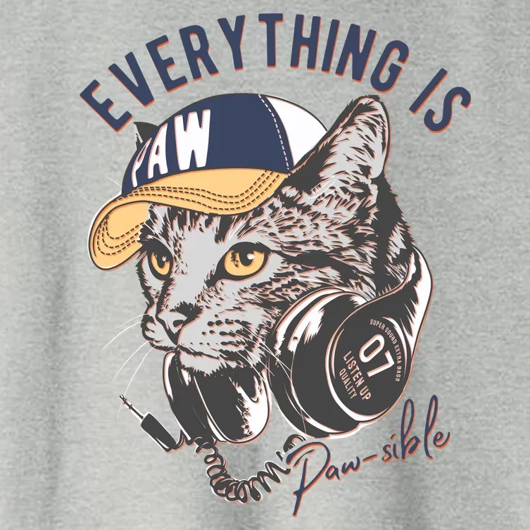 Funny Everything Is Pawsible Hiphop Cat Women's Crop Top Tee