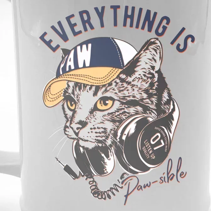 Funny Everything Is Pawsible Hiphop Cat Front & Back Beer Stein