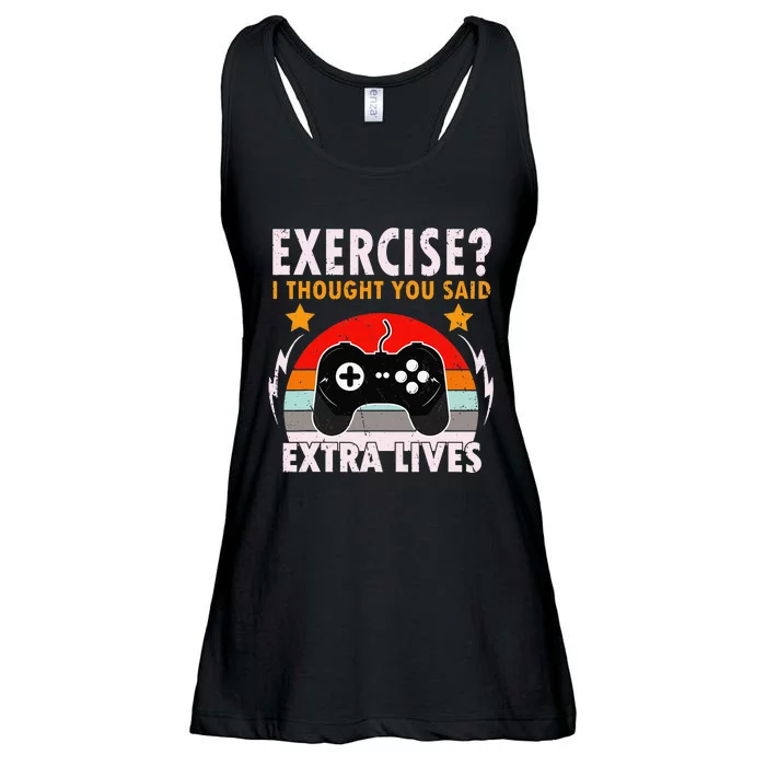 Funny Exercise I Thought You Said Extra Lives Gaming Gamer Ladies Essential Flowy Tank