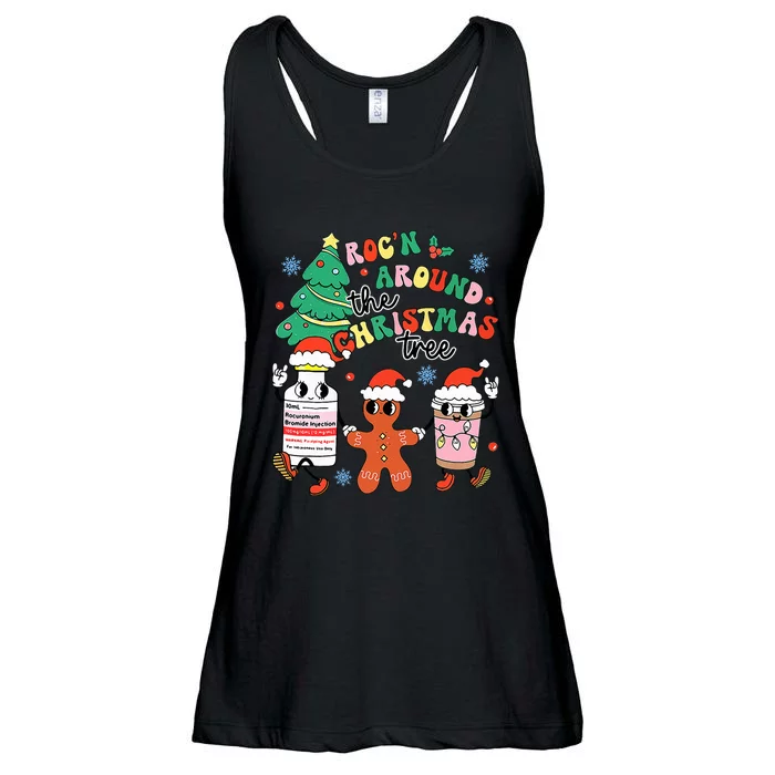 Funny ER ICU RN Nurse Xmas Roc'n Around The Christmas Tree Ladies Essential Flowy Tank