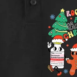 Funny ER ICU RN Nurse Xmas Roc'n Around The Christmas Tree Dry Zone Grid Performance Polo