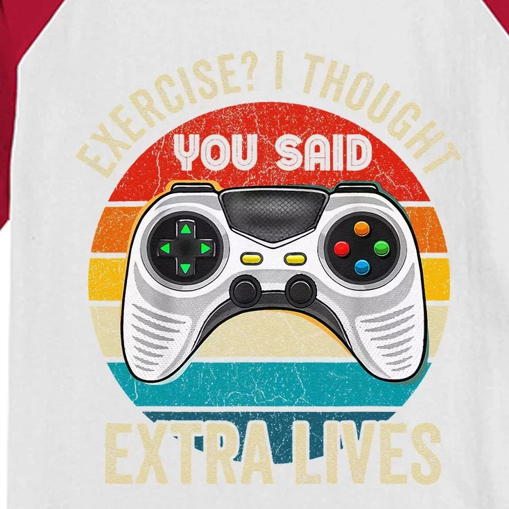 Funny Exercise I Thought You Said Extra Lives Gaming Gamer Kids Colorblock Raglan Jersey