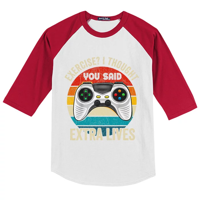 Funny Exercise I Thought You Said Extra Lives Gaming Gamer Kids Colorblock Raglan Jersey