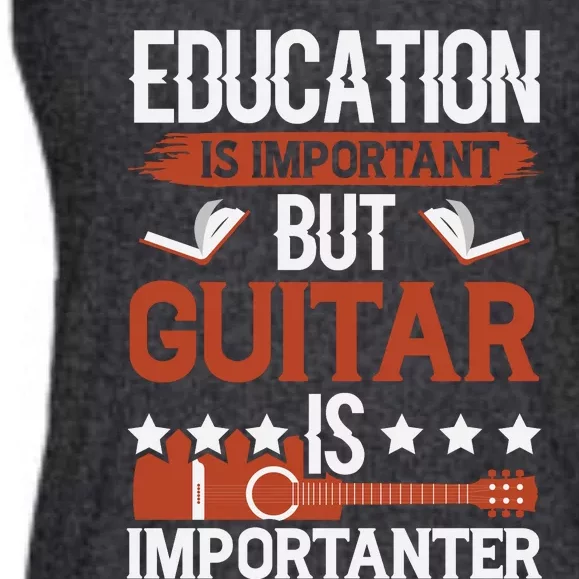 Funny Education Is Important But Guitar Is Importanter Funny Guitar Lover Ladies Essential Flowy Tank