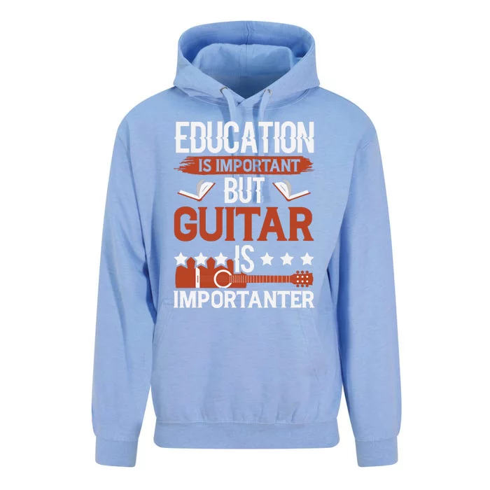 Funny Education Is Important But Guitar Is Importanter Funny Guitar Lover Unisex Surf Hoodie