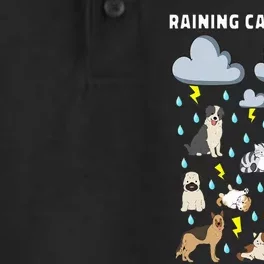 Funny English Idiom Raining Cats and Dogs Puppies Kitten Dry Zone Grid Performance Polo