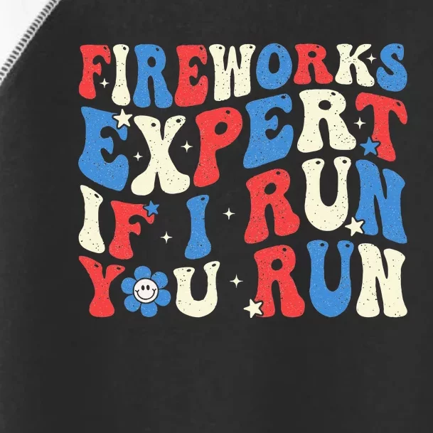 Fireworks Expert If I Run You Run American Flag Groovy Toddler Fine Jersey T-Shirt