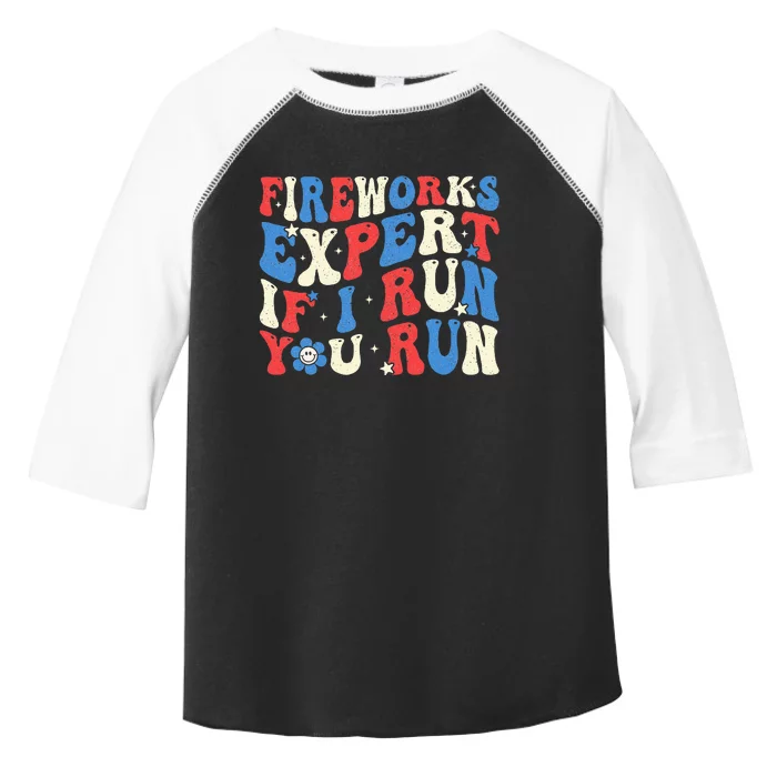 Fireworks Expert If I Run You Run American Flag Groovy Toddler Fine Jersey T-Shirt