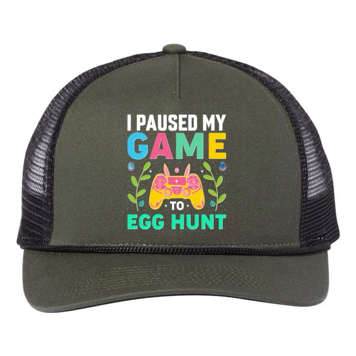 Funny Easter I Pause My Game To Egg Hunt Retro Rope Trucker Hat Cap