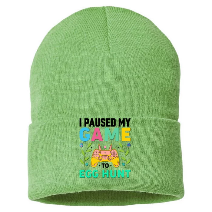 Funny Easter I Pause My Game To Egg Hunt Sustainable Knit Beanie