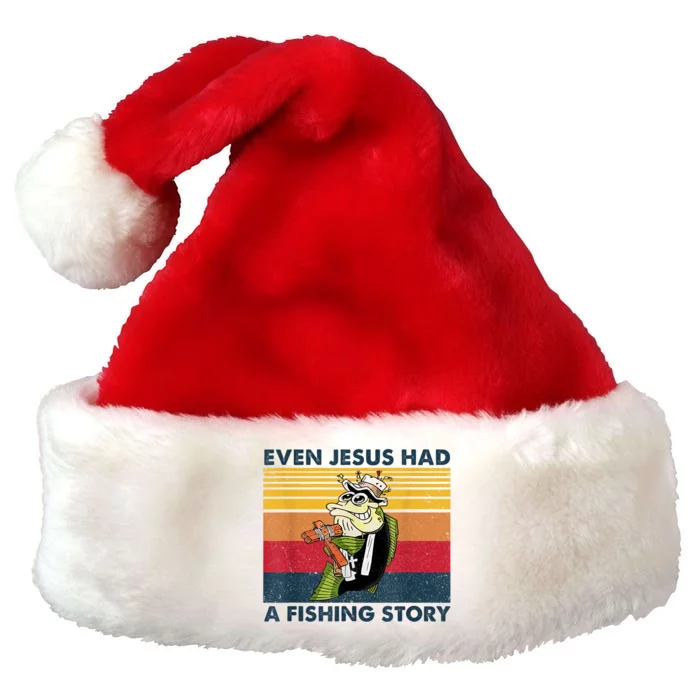 Fish Even Jesus Had A Fishing Story Vintage Premium Christmas Santa Hat