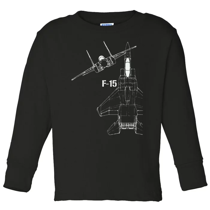 F15 Eagle Jet Military Stealth Fighter Jet Toddler Long Sleeve Shirt