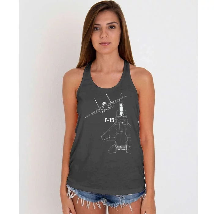 F15 Eagle Jet Military Stealth Fighter Jet Women's Knotted Racerback Tank