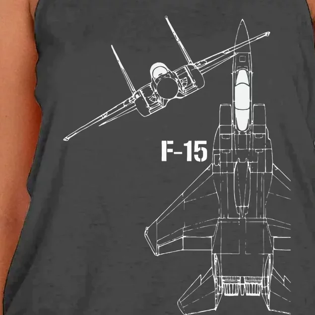 F15 Eagle Jet Military Stealth Fighter Jet Women's Knotted Racerback Tank