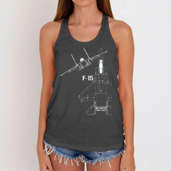 F15 Eagle Jet Military Stealth Fighter Jet Women's Knotted Racerback Tank