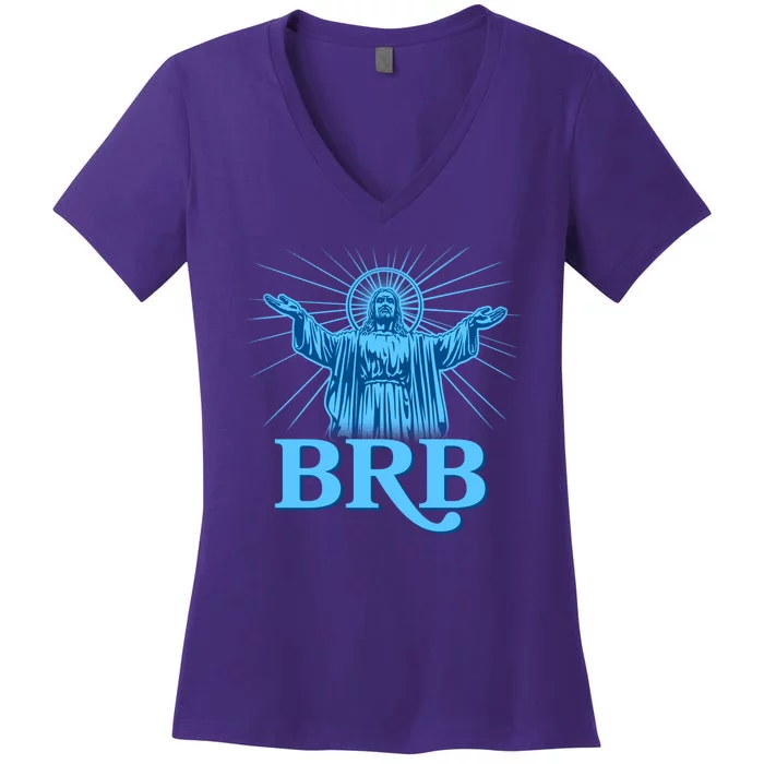 Funny Easter Jesus BRB Be Right Back Women's V-Neck T-Shirt