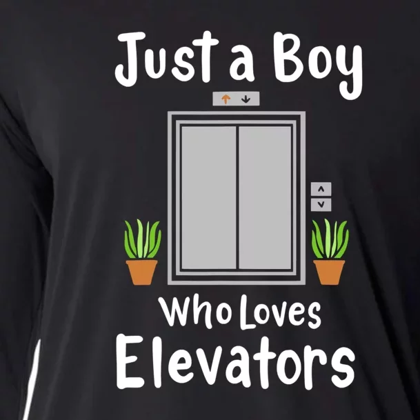 Funny Elevator Just A Boy Who Loves Elevators Cooling Performance Long Sleeve Crew