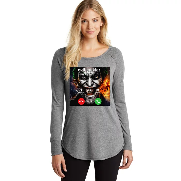 Funny Evil Jonkler Is Calling Halloween Women's Perfect Tri Tunic Long Sleeve Shirt