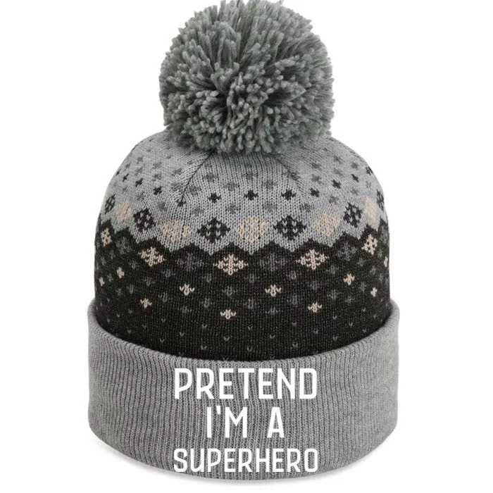 Funny Easy Lazy Halloween PRETEND IM A SUPERHERO Costume The Baniff Cuffed Pom Beanie