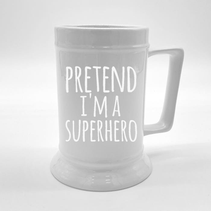 Funny Easy Lazy Halloween PRETEND IM A SUPERHERO Costume Front & Back Beer Stein