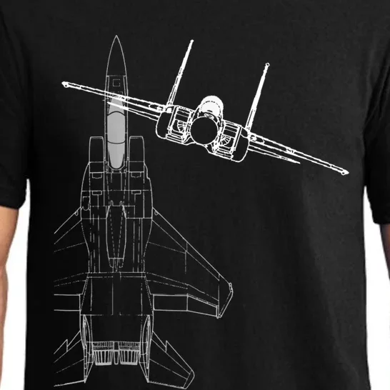 F15 Eagle Line Art Military Jet Fighter Pajama Set