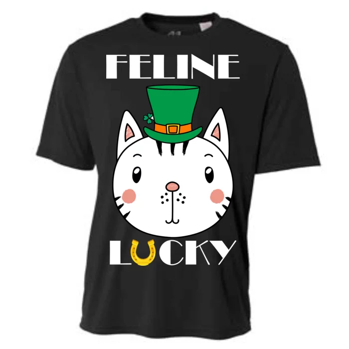 Feline Lucky Cat St Patricks Day Cooling Performance Crew T-Shirt