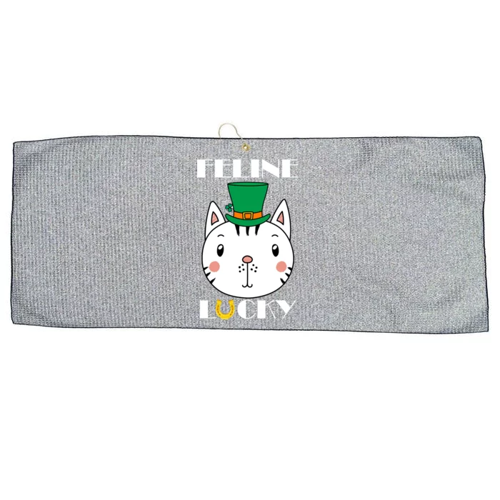 Feline Lucky Cat St Patricks Day Large Microfiber Waffle Golf Towel