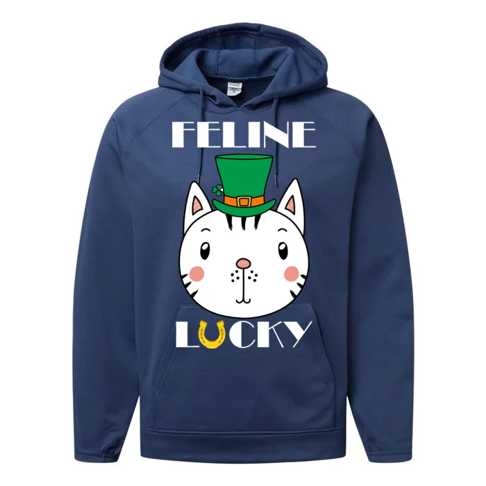 Feline Lucky Cat St Patricks Day Performance Fleece Hoodie