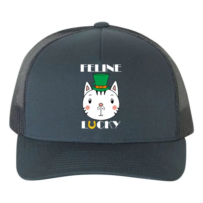 Feline Lucky Cat St Patricks Day Yupoong Adult 5-Panel Trucker Hat