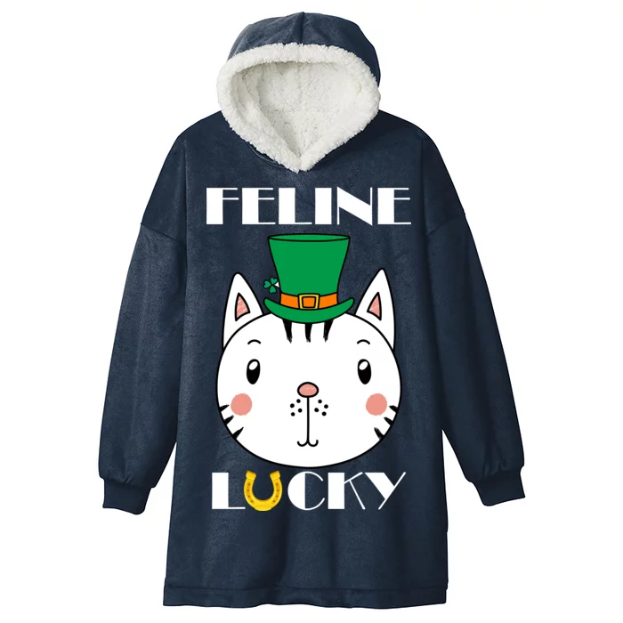 Feline Lucky Cat St Patricks Day Hooded Wearable Blanket