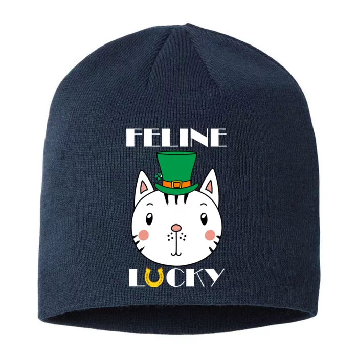 Feline Lucky Cat St Patricks Day 8 1/2in Sustainable Knit Beanie