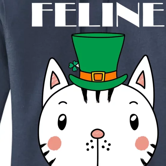 Feline Lucky Cat St Patricks Day Women's Pullover Hoodie