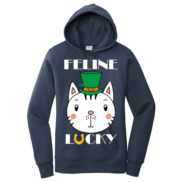 Feline Lucky Cat St Patricks Day Women's Pullover Hoodie