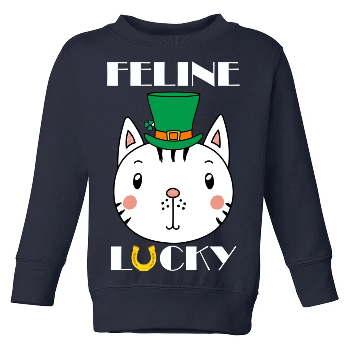 Feline Lucky Cat St Patricks Day Toddler Sweatshirt