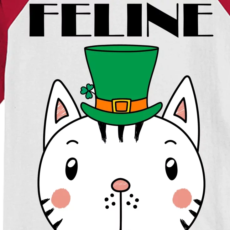 Feline Lucky Cat St Patricks Day Kids Colorblock Raglan Jersey