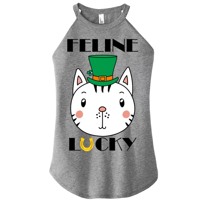 Feline Lucky Cat St Patricks Day Women’s Perfect Tri Rocker Tank