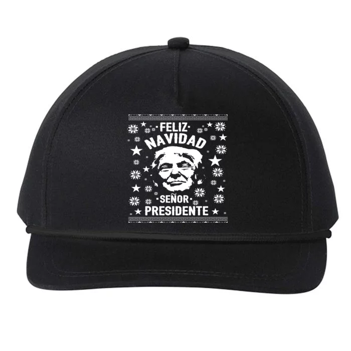 Feliz Navidad Senor President Donald Trump Snapback Five-Panel Rope Hat