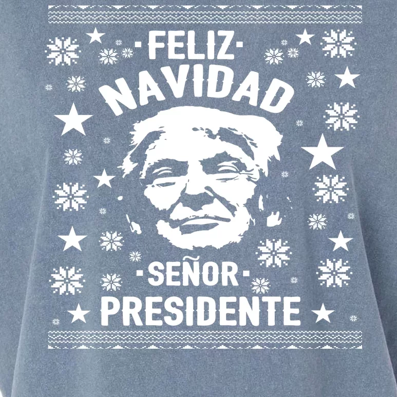 Feliz Navidad Senor President Donald Trump Garment-Dyed Women's Muscle Tee