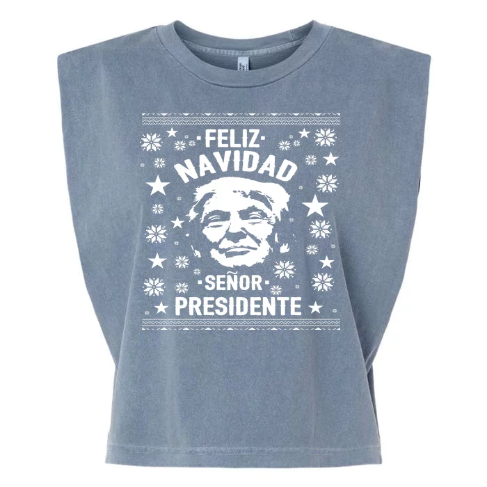 Feliz Navidad Senor President Donald Trump Garment-Dyed Women's Muscle Tee