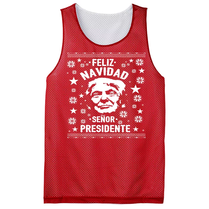 Feliz Navidad Senor President Donald Trump Mesh Reversible Basketball Jersey Tank