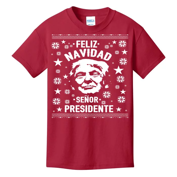 Feliz Navidad Senor President Donald Trump Kids T-Shirt